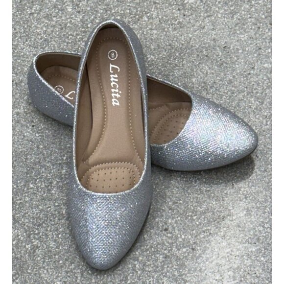LUCITA / Friendly / Silver / Glittery / Flats / With Pointed Toe Elegant Design - Picture 8 of 10